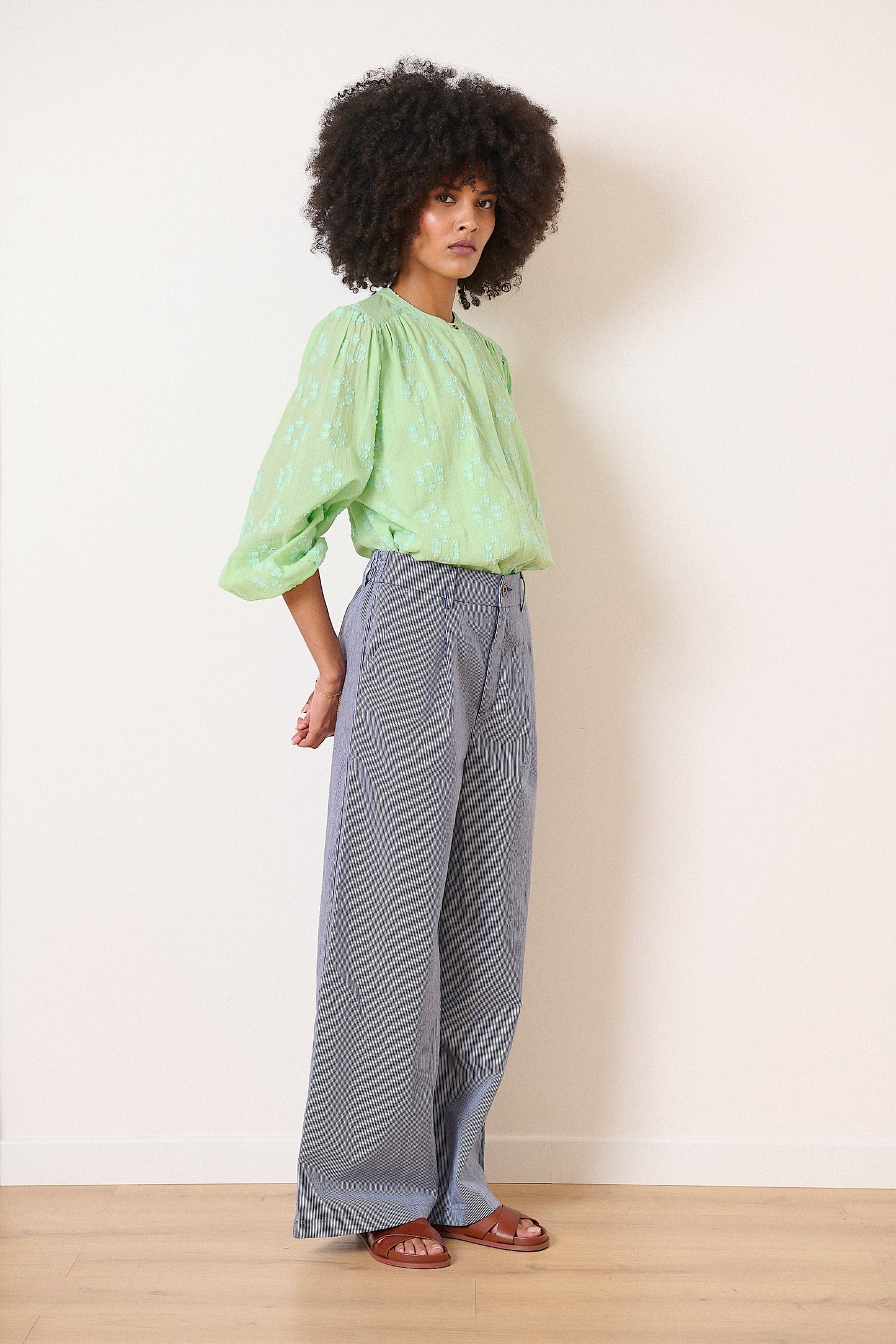 Bas loose à jambes larges en coton collection printemps été pantalon taille haute